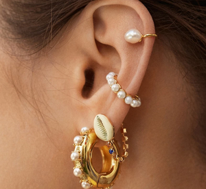 Single Pearl Ear Cuff Set in Gold - You-nique Bou-tique