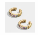 Mixed Color Rhinestone Channel Set in Gold Ear Cuff - You-nique Bou-tique